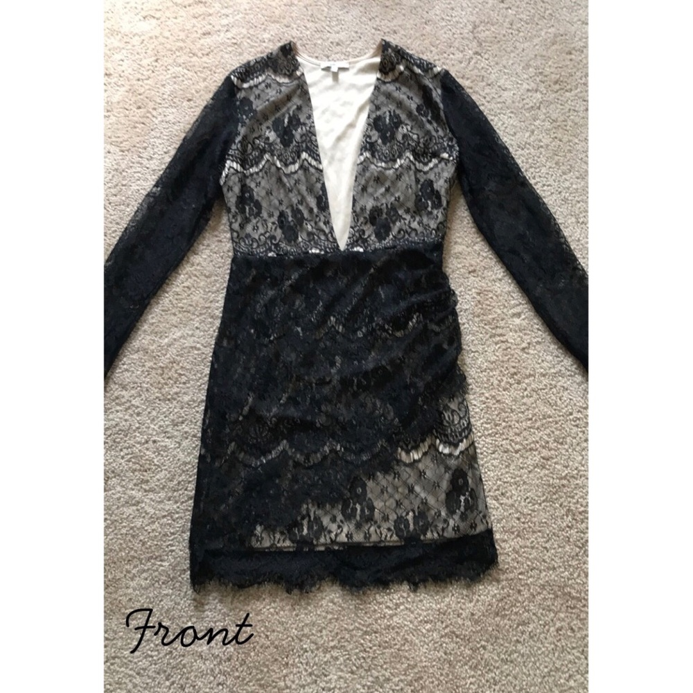 Black lace deep v dress - NWT